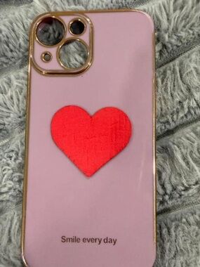 Purple IPhone 13 mini Case with Red Heart Sticker